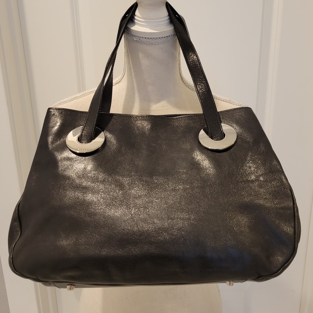 FURLA - BLACK LEATHER SATCHEL